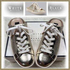 WHBM Gold Metallic Sneakers Mules Size 8